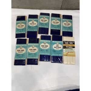 Vintage Wright's Bias Tape And Skirt Facing In Navy And Oyster